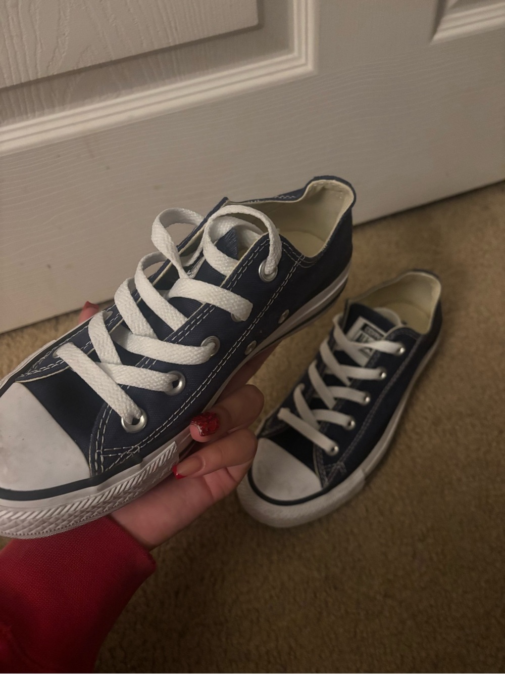 Converse Navy Canvas Low-Top Sneakers with White Laces